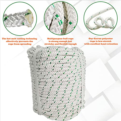 LABLT 3/8 in Braid Polyester Arborist Rigging Rope, 100 FT High Strength Bull Rope for Swings Arborist Gardening Marine - size: 3/8in*100ft