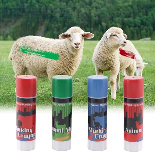 4 Pcs 2.82 Oz Livestock Marker Crayon, Cattle Marking Tools for Pig Cow Goat Horse, Donkey, Large Animal Crayons, Water Proof, Animal Skin Marking(2 Red, 1 Blue, 1 Green)
