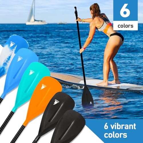 Karltion SUP Paddle - 3-Piece Adjustable Aluminium SUP Paddle with Glass Fiber Blade for Surfing, Floating, Water Sports - color: Black