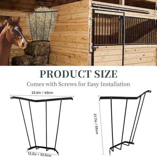 Hay Feeder Blanket Holder,23.3 x 13.2 x 21.7In Corner Wall Hay Rack,Metal Hay Feeder for Horses,Goats,Sheep Farm Indoor and Outdoor Use
