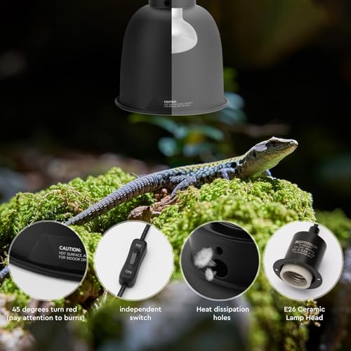 Reptile Light Fixture 5.5", Reptile Heat Lamp Max 100W, Reptile Tank Lighting Fixtures, Fixture for UVB Reptile Light, Reptile Tank Accessories 2 Packs E26 - size: 5.5-INCH
