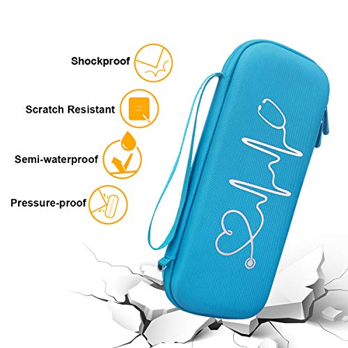 BOVKE Stethoscope Case for 3M Littmann Classic III Monitoring, Lightweight II S.E, Cardiology IV Diagnostic, MDF Acoustica Stethoscopes, Extra Room for Nurse Essentials and Medical Supplies, Blue - color: Blue