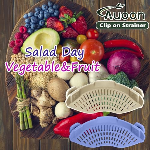AUOON Clip On Pot Strainer Silicone, Standard 8.86 x 3.55in, Blue Velvet | BPA-free, Fits All Pots Pans Bowls, Dishwasher Safe, for Pasta Noodles Vegetable Fruits, Space-saving Kitchen Gadget - color: Blue Velvet, size: Standard 8.86 x 3.55 in