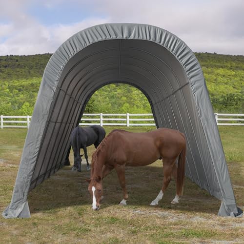 ShelterLogic Roundtop Instant Garage Shelter, 14x32x12 ft | All-Season Cover, For RVs, Trucks & Equipment, Agricultural Model, Protective Frame Boot Covers