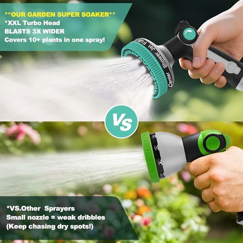 Garden Hose Nozzle | Heavy-Duty Metal Hose Sprayer Nozzle - 9cm/3.5" Ultra-Wide Spray, 8 Adjustable Nozzle Modes, Water Hose Nozzles for Watering, Cleaning, Pets & Car Washing (New Upgraded) - color: Blue+Grey+Black