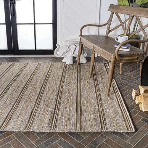 JONATHAN Y Wide Stripe Indoor Outdoor Area Rug 3X5 Brown/Natural, Bo Modern Farmhouse for Backyard, Patio, Porch, Easy-Cleaning, High Traffic, Pet-Friendly, Non-Shedding (TSN101A-3) - size: 3' x 5' (Rectangular)