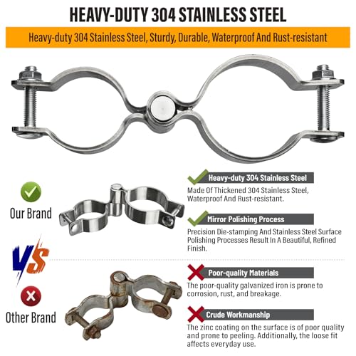 2 Pack 1-7/8" x 2-3/8" Chain Link Fence Gate Hinge, 304 Stainless Steel Heavy Duty Male Female Post Hinges with Bolts and Nuts - color: 1-7/8", size: 2-3/8"