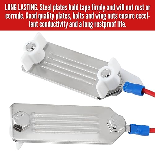 Kanayu 4 Pcs Lectric Fence Tape Connector Polytape to Polytape Connector 40mm Electric Tape for Electric Fence Connection with 90 cm Wire for 1/2" to 1-1/2" Width Polytape(2 Pieces Tape)