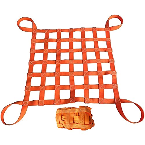 Flat Nylon Sling Hoisting Net, Loading &Unloading Heavy Objects 10cmSquare | Mesh Tear Resistance for Construction Rigging Moving Towing Hoisting Work Gear, Safety Lifting Net Straps
