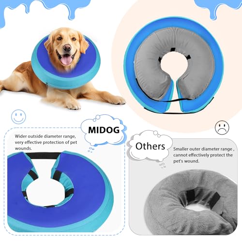 MIDOG Inflatable Dog Cone, Donut Recovery Collar After Surgery, Small | Soft inflatable donut e-collar; stops licking after surgery; pet eats & sees normally; neck 9-11 in (S); not for chewers - color: GreenBlue, size: Small (Neck:9"-10")