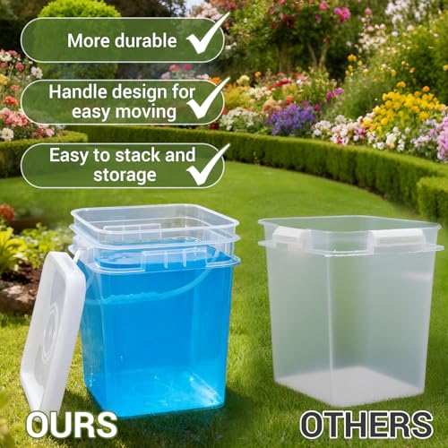 ASEVAT Square 3.5 Gallon Bucket with Lid, Clear Food Grade Storage Containers with Lids, Pail Container with Handle, Bucket for Cleaning Heavy-Duty Extra Durable BPA Free - size: 3.5Gal