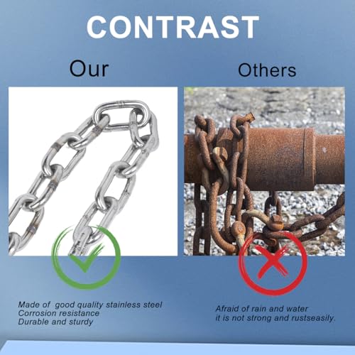 Heavy Duty Security Chain 1/4 in x 3.3 ft | Cut Proof, Hardened Alloy Steel, Thick Steel, For Hanging Plant, Pet, Anchoring, Towing, Bicycles, Moped