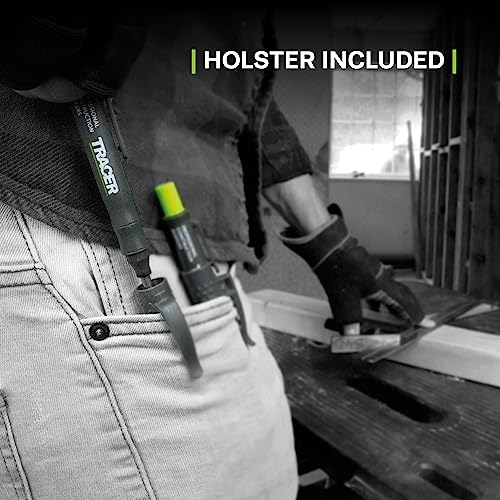 Tracer Mechanical Carpenter Pencils Set with Replacement Lead (6 Pack) - Construction Pencil with Site Holster - All In One Marking Kit for Carpenter Tools Contractor Pencils - AMK1 | Holster with Belt Clip and Carpenter Pencil Sharpener, 6 Pack of 2.8mm