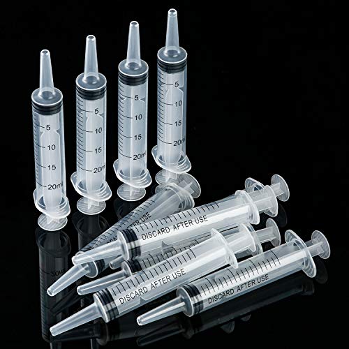 Boao 10 Pack Plastic Syringes Without Needle for Epoxy Resin,20 Ml | Measuring Syringe for Precise Measuring, Epoxy Applicator in Resin Crafts Labs Pet Feeding Oil Glue liquid Dispensing - size: 20 ML
