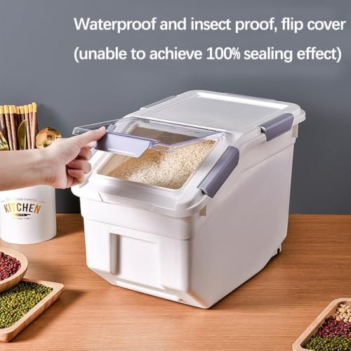 30lb Food Storage Container with Scoop with Handle & Wheels, 2 Pack | Plastic Kitchen Pantry Organization for Rice Flour Pet Food Cereal Baking Supplies Dispenser Storage - color: 2 pack- 30 lb
