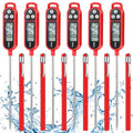 Copkim 6 Pcs Food Thermometer Instant Read Probe BBQ,Red | Waterproof Stainless Probe, Accurate Temperature Reading, Meat Grilling Baking Water Milk Yogurt Cooking Kitchen BBQ - color: Red