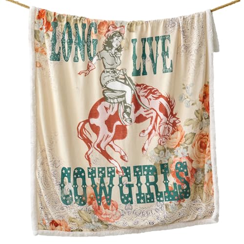 Paseo Road Indigo Hill by HiEnd Accents Rodeo Revival 54x68 Throw Blanket | Long Live Cowgirls Floral Medallion Print, Rustic Southwestern-Style Western Fleece Blanket for Camping - color: Long Live Cowgirls