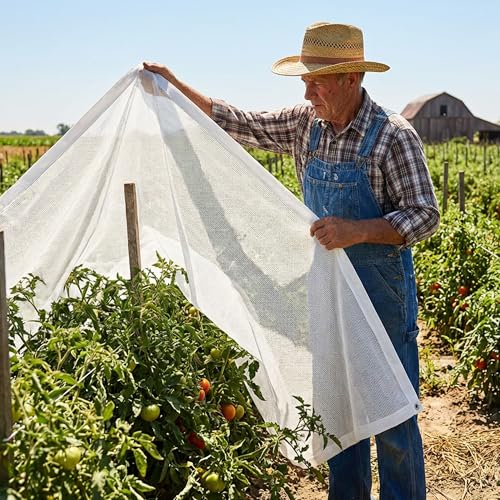 6.6 x 3.3 Ft Plant Sun Shade Cloth, 60% Shading White Sun Protection Net | Tear Resistant Garden Sunshade Cloth Cover with Reinforced Grommets for Protecting Plants from Direct Sunlight - color: 1x2m