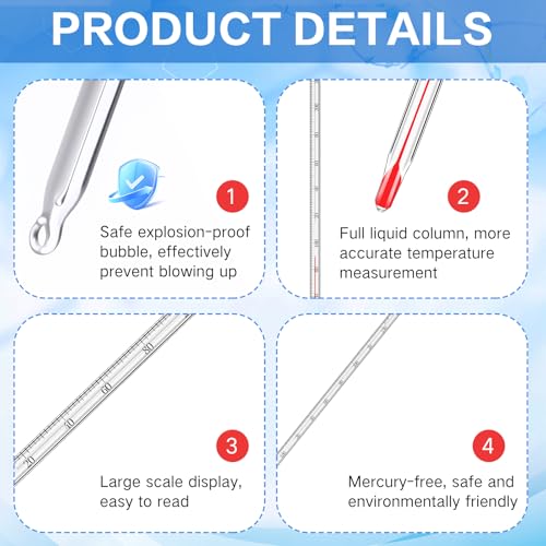 Relaxweex General Purpose Lab Thermometer 12 Inch Total Immersion Glass Liquid in Glass Thermometer for Laboratories Universities Food and Beverage Processing Clear(0 to 230 ℉) - style: 0 to 230 ℉