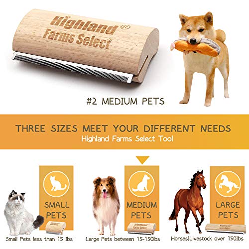 Deshedding Grooming Tool for Dogs, Cats & Horses, Ergonomic Design Wood Groom Brush, Professional Pet Groomer, Painlessly Remove for Short & Long Hair, Fur & Dirt - 5 Inches | Deshedding Grooming Tool for Dogs,Cats & Horses,Professional Pet Groomer,Painle
