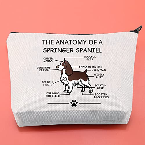 LEVLO Funny Springer Dog Lovers Gifts The Anatomy of A Springer Spaniel Cosmetic Bags Sporting Dog Veterinary Mom Travel Toiletry Bags (Springer Spaniel)