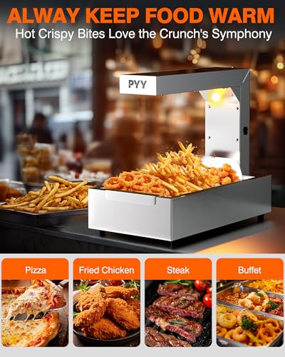 PYY French Fry Warmer - Commercial Food Heat Lamp 122°F Free-Standing Warming Fry Dump Station Countertop Fries Commercial Food Warmer Light for Chips Churros Buffet Restaurant - size: 10L