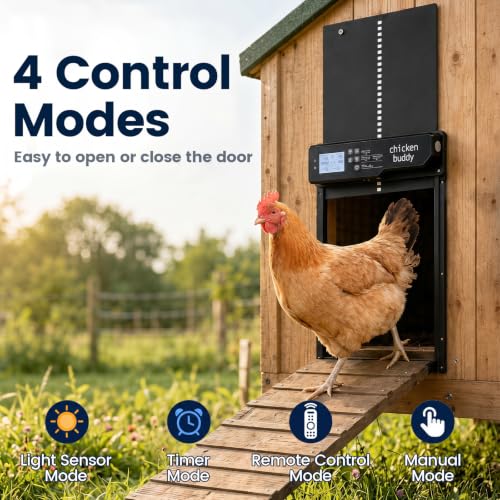 Giantex Automatic Chicken Coop Door Solar Powered with Light Sensor & Timer | Aluminum Auto Chicken Door, 4 Modes, Anti-Pinch Safety Protection, LCD Display, Remote Control, USB Charging Included