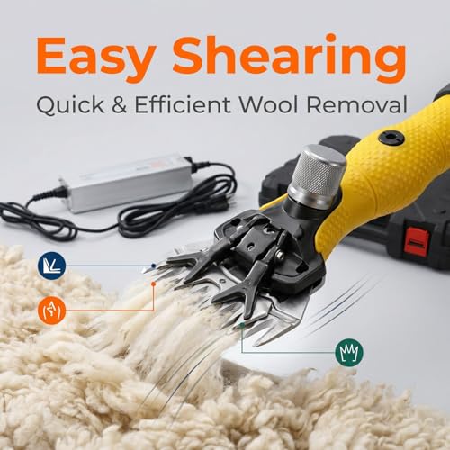 Naroote Electric Sheep Shears, Professional Goats Clippers with 3000RPM, Carbon Steel Blade, Non Slip Handle, Low Vibration & Powerful Motor for Sheep, Alpacas, Goats (US Plug 110V)