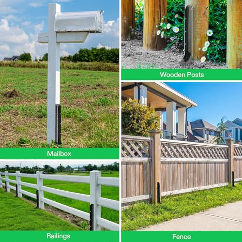 VIVOSUN 6 Pack Fence Post Repair Kit | Heavy-Duty Ground Spike with Gloves for Repairing Tilted or Broken Wood Posts
