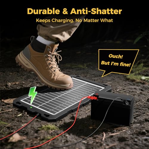 SUNAPEX 10W 12V Solar Car Battery Trickle Charger & Maintainer | Waterproof Portable Solar Panel Kit | Prevents Overcharging with Smart Controller | Fits 12V Batteries for Boats, RVs & More - size: 10W
