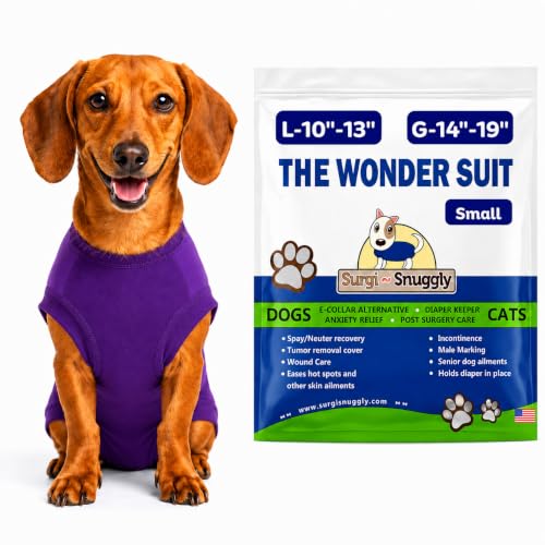 Surgi Snuggly Dog Surgery Recovery Suit, Cone Alternative, Spay/Neuter S | Dog Recovery Suit for Dogs — Veterinarian-Invented Surgical Suit & Recovery Onesie with Easy Bathroom Access After Surgery - color: Perfect Plum, size: Small (L-10"-13" | G-14"-19"