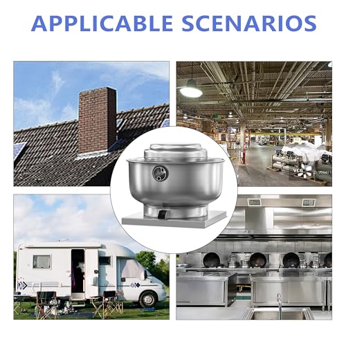 Restaurant Canopy Hood Grease Rated Exhaust Fan- Food Truck High-Speed Direct Drive Centrifugal Upblast Exhaust Fan 0.25HP 110 Volt Single Phase Motor 1500-1700 CFM - size: 0.25HP