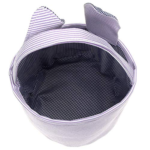 Easter Basket Seersucker Egg Hunt Bunny Baskets for Kids with Cute Rabbit Ears Stripe Storage Gifts Candies Personalized Easter Party Gifts.…… - color: Bspurple0