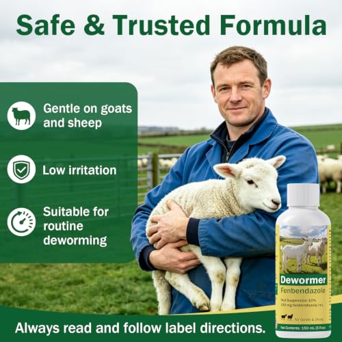 Dewormer for Goats and Sheep with Fenbendazole, Liquid Dewormer | for Roundworms, Lungworms, Tapeworms & More, 150ml