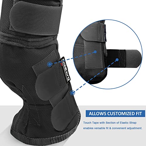 Harrison Howard Horse Leg Guard Stomp Reduction Hook and Loop Closures Rubbing Prevention - color: Classic Black, size: Arab Medium (Pack of 4)