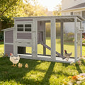 Aivituvin Chicken Coop Hen House, Large Outdoor Wooden Poultry Cage with Ramps, Run, Nesting Box, Removable Tray, Weather-Proof Chicken Cage (Grey, AIR31) - color: Grey, size: 74.9"L x 26.0"W x 39.4"H