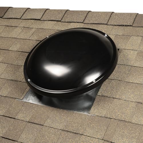 GAF Master Flow – 1250 CFM Power Roof Mount Attic Fan – ERV5BL – Energy-Efficient Design, Galvanized Steel, Optional Humidistat – Black – Attics Up to 2200 sq ft - color: Black