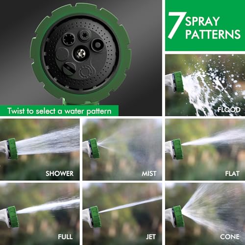 RESTMO Heavy Duty Hose Nozzle, Metal Garden Water Hose Sprayer | 7 Watering Patterns, Thumb Control, On Off Valve, Leak Proof Nozzle Sprayer for Watering Plants, Car & Pet Washing, Green - color: Green