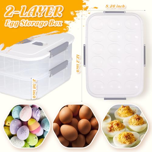 2-Layer Deviled Egg Containers with Lid,36 Slots Deviled Egg Tray Carrier | with Handle and Deviled Egg Injector Piping Tool,Portable Egg Storage Carrier Tray Platter for Party Picnic Travel (white) - color: white