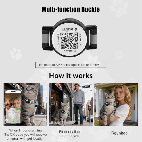 Smart QR Code Cat Collar 2-Pack - Digital Pet ID Tag with Breakaway Safety Design, Reflective Strips & Adjustable Fit for Lost Cat Recovery (Red & Green) - color: Paw pattern - Red & Green