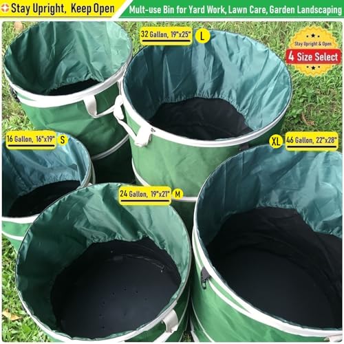 16-Gallon Collapsible Trash Can (16x19 in) Hard-Shell Bottom Yard Garden Bag,Pop-Up Trash Can,RV Camping Waste Bag,Recycling Bin,Laundry Hamper,Leaf Bags,Yard Waste Container,Lawn Grass,Weeds Basket - style: 16 Gallon Bag with Gardening Gloves