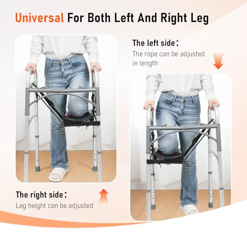 Knee Sling Attachment for Walker with Support Pads | 4.0 Adjustable Safety Lift Leg Comfort - Ergonomically Designed Foot Injuries Fits Almost All Walkers 300 LBS Weight Capacity