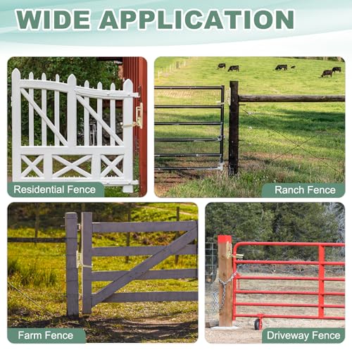 DTGN Instant Locking Gate Latch, Automatic Locking Gate Latch, Gold | W/Screws for Farm Ranch Fence, One-Hand Install on Wood Metal Pipe Fences