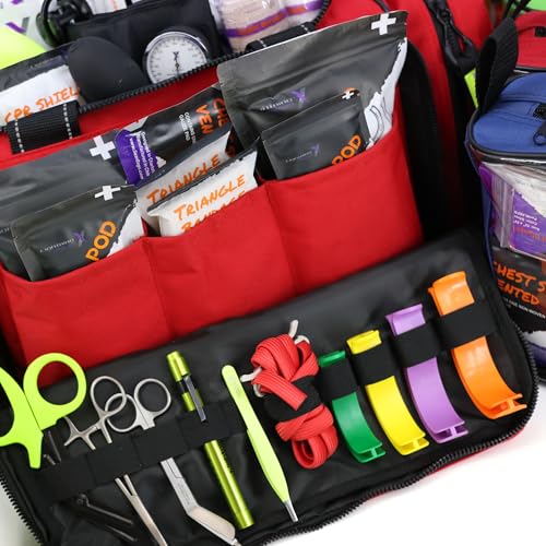 Lightning X Extra Large Medic First Responder EMT Trauma Bag Stocked w/Fill Kit C - RED - color: Red