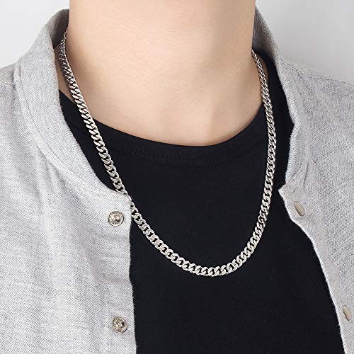 Dankadi Hip-Punk Solid 925 Sterling Silver Miami Cuban Link For Men & Woman Necklace Fashion 3-6 MM 18-30 inches Curb Chain Unisex Jewelry Gift - style: 6MM 26 inch