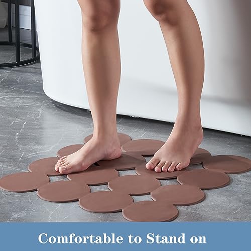 Webos Square Shower Mat Nonslip - Rubber Bathtub Mat with Suction Cups for Inside Shower Bathroom Floor (Coffe, 21X21) - color: Coffe