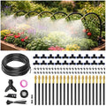 66FT Drip Irrigation System Kit Dual-Zone Garden Atomizing Watering System with 20 Copper 360° Adjustable Bendable Nozzles, Y-Splitter, Leak-Proof 1/4" Misting System for Garden Greenhouse Raised Beds - size: 66FT