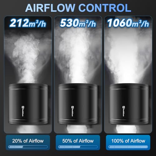 Hon&Guan 8 Inch Inline Booster Duct Fan with Speed Controller - 623 CFM Airflow with 44W Ultra-Low Power and Low Noise - size: 8 Inch