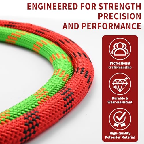Arborist Rope 5/8in Climbing Rope Tree Rope for Outdoor Climbing Swing Sailing Halyard - style: Red1