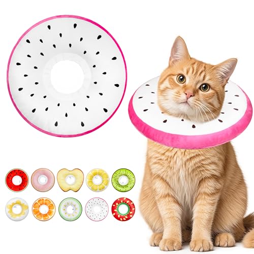 Cat Cone Collar Soft, Cat Recovery Cone (Dragonfruit, M) | Stop Licking, Cute Kitten Donut Collar After Surgery, Elizabethan Collars for Kittens, Lightweight Cats Neck Cones - color: Dragonfruit, size: Medium